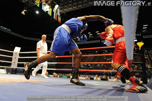 2009-09-06 AIBA World Boxing Championship 1516 - 81kg - Erdenebayar Sandagsuren MGL - Maxwell Amponsah GHA